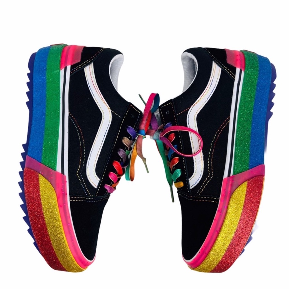 Vans Old Skool Stacked Glitter Rainbow Women’s Size 7 Sneakers - Picture 4 of 15